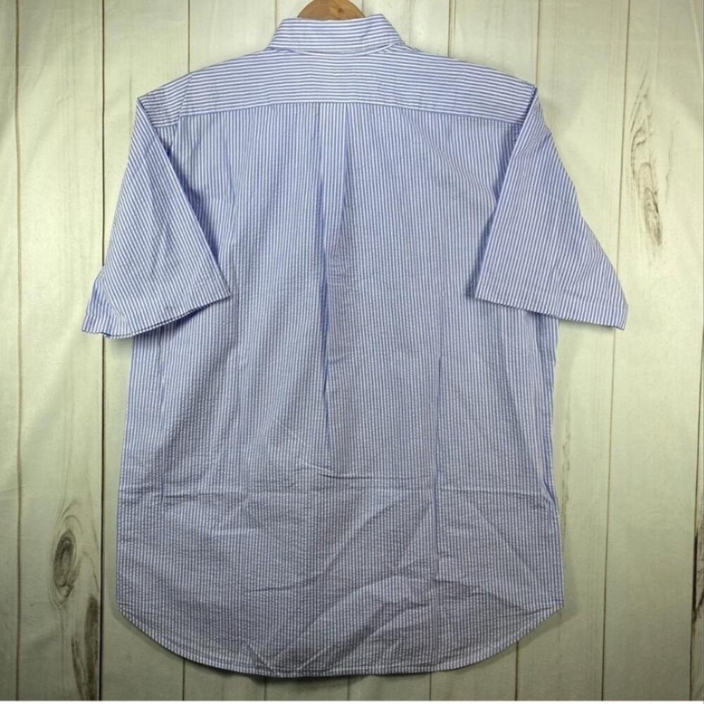 PRL Seersucker Blue Striped Short Sleeve Shirt Mens Large Tall Polo Ralph Lauren - Picture 3 of 11